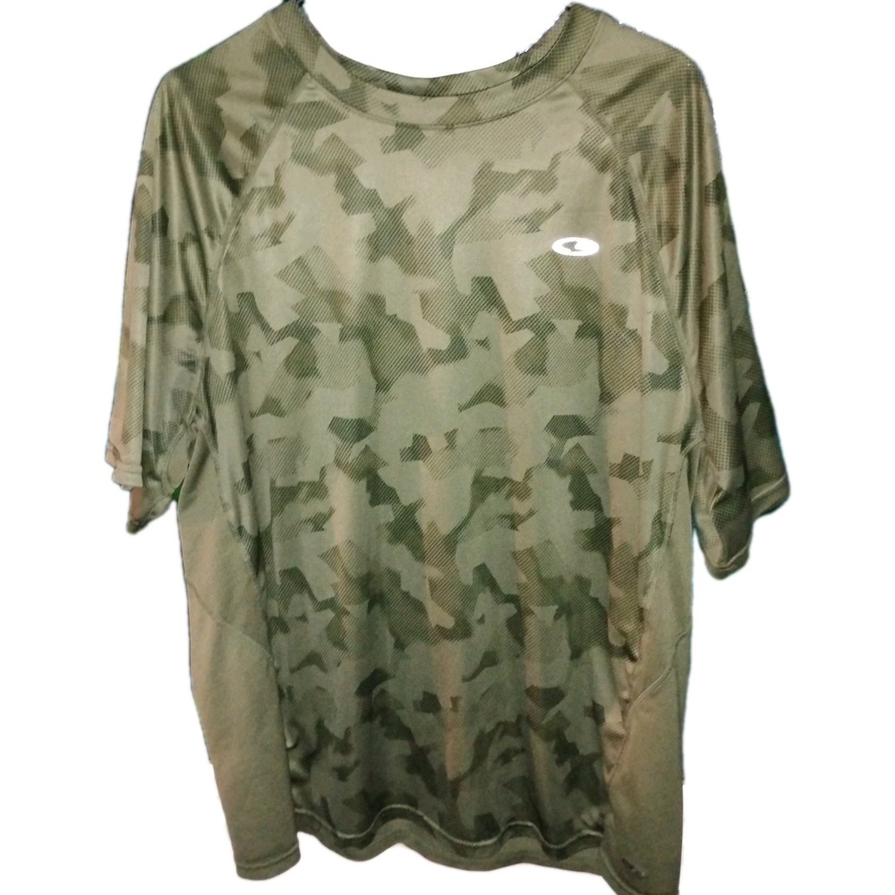 Champion Mens XXL T-shirt Green Camo Top Active Shirt Soft Workout Exercise EUC
